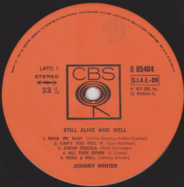 Johnny Winter Still Alive And Well vinile LP blues rock