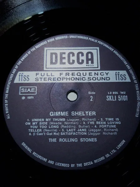 Rolling Stones Gimme Shelter LP compilation vinile italiano NM