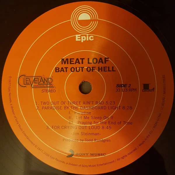Meat Loaf Bat Out Of Hell LP 180g Ristampa Mint