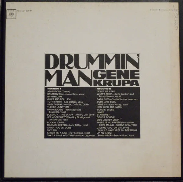 Gene Krupa Drummin Man 2xLP box swing mono