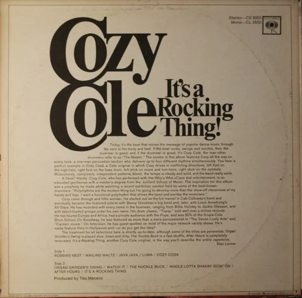 Cozy Cole It's A Rocking Thing LP vinile 1966