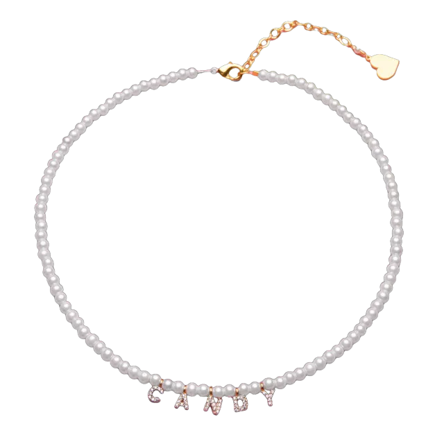 Candy Necklace choker perle vetro oro mis S zirconi