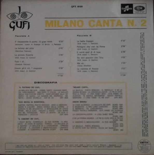 I Gufi Milano Canta N.2 vinile LP 1966 prima edizione