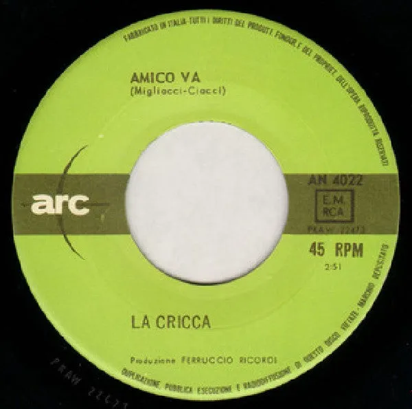 La Cricca Amico Va 45 giri 7" mono 1964 VG+