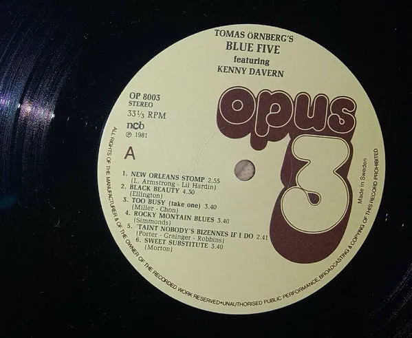 Tomas Örnberg Blue Five Kenny Davern LP dixieland jazz
