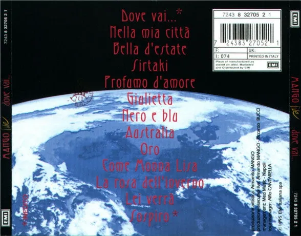 Mango Live Dove Vai CD album ballad VG+