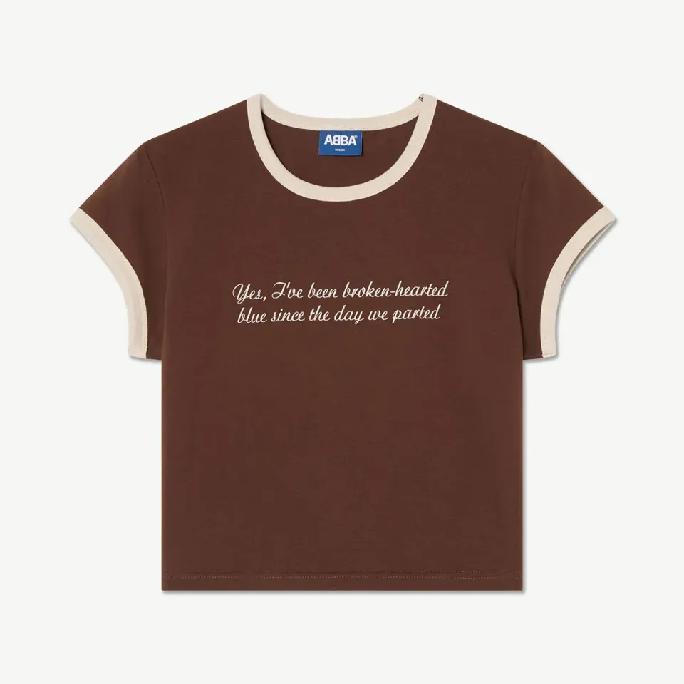 ABBA Mamma Mia Baby Tee Marrone Cotone Ringer