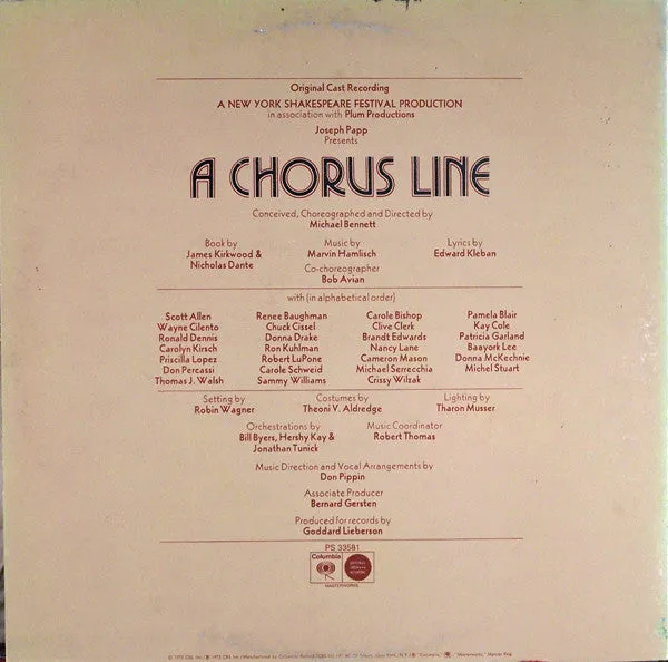 A Chorus Line Original Cast Recording vinile LP gatefold NM