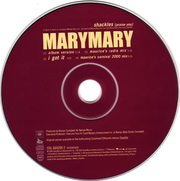 Mary Mary Shackles Praise You CD maxi singolo house VG+