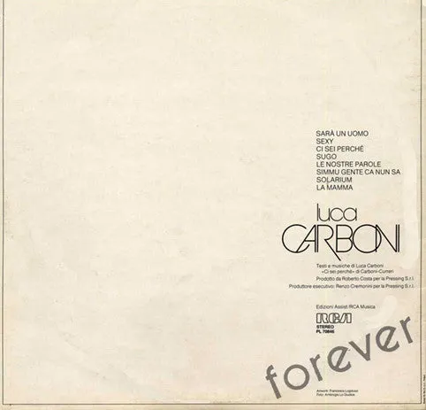 Luca Carboni Forever LP gatefold pop rock VG+