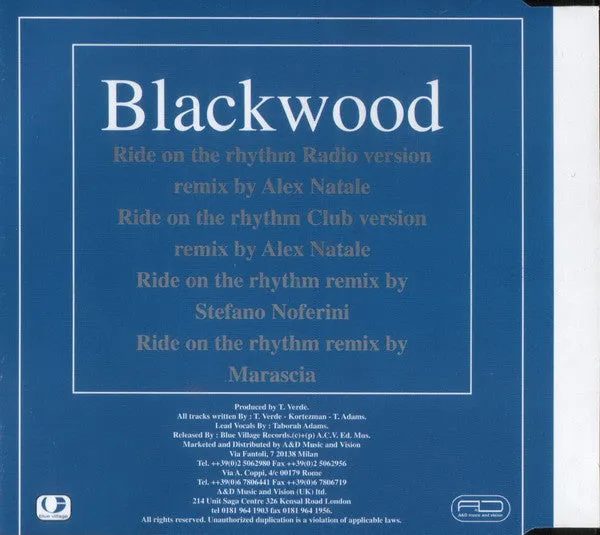 Blackwood Ride On The Rhythm CD maxi house 4 remix