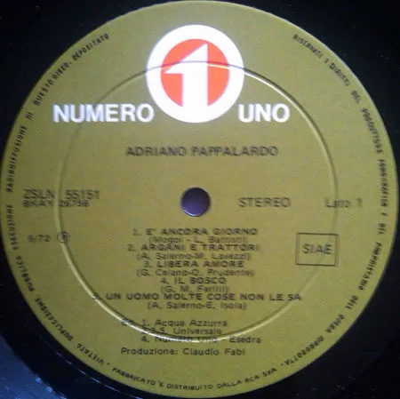Adriano Pappalardo LP vinile usato VG 1972 chanson