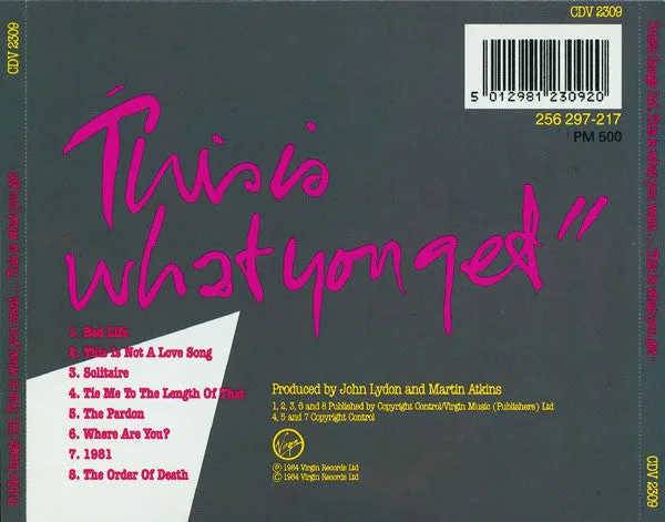 Public Image Ltd This Is What You Want CD album ristampa
