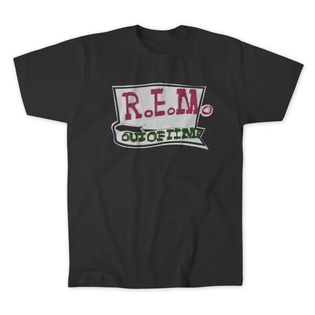 R.E.M. Out of Time Tee maglietta nera cotone unisex