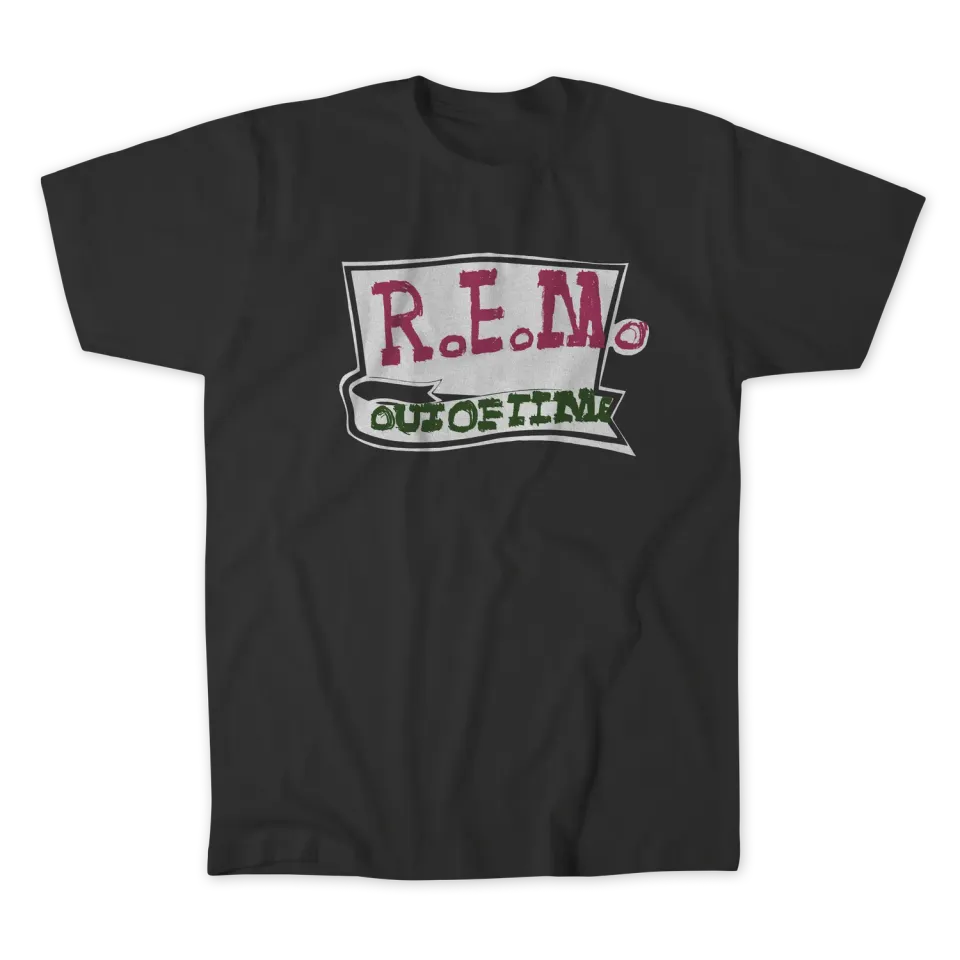 R.E.M. Out of Time Tee maglietta nera cotone unisex