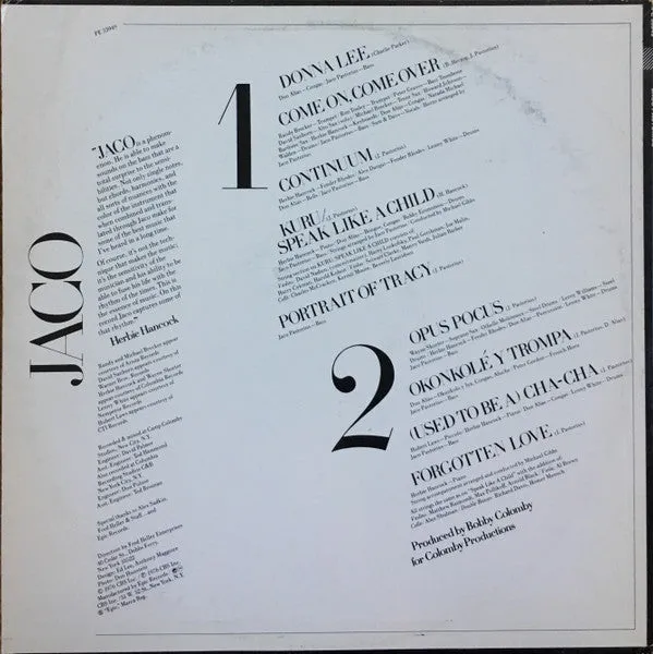 Jaco Pastorius vinile LP usato VG+ fusion ristampa