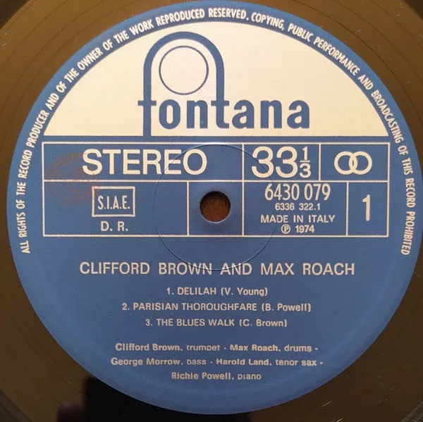 Clifford Brown Max Roach vinile LP ristampa hard bop