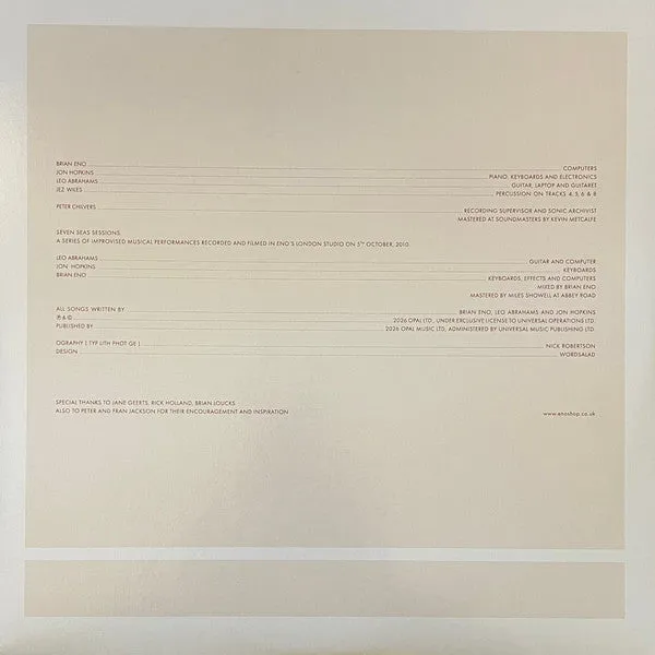 Brian Eno Small Craft On A Milk Sea 2xLP RSD Ltd