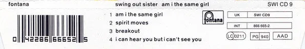 Swing Out Sister Am I The Same Girl CD single VG+