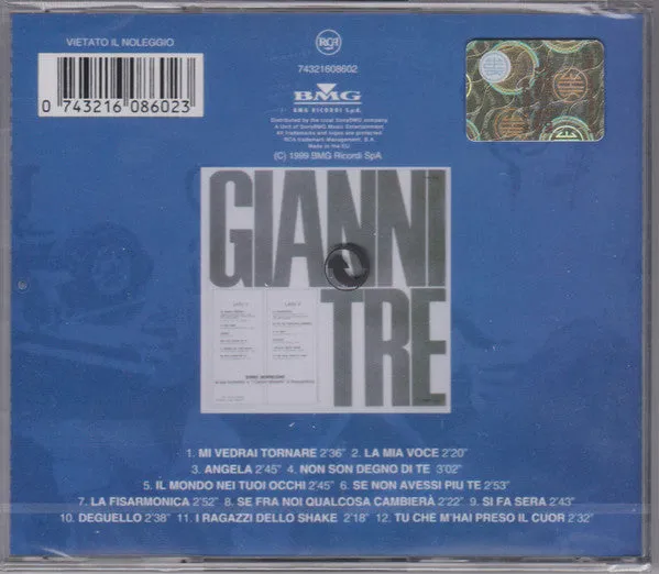 Gianni Morandi Gianni Tre CD Album Ristampa 1999 Vocale