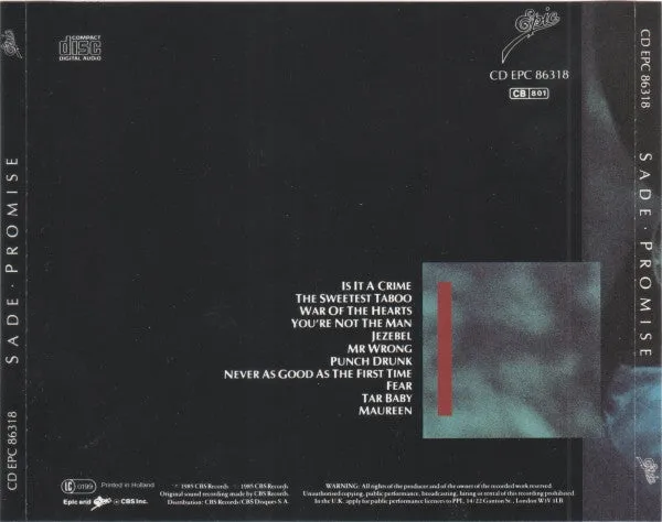 Sade Promise CD album prima stampa europea soul