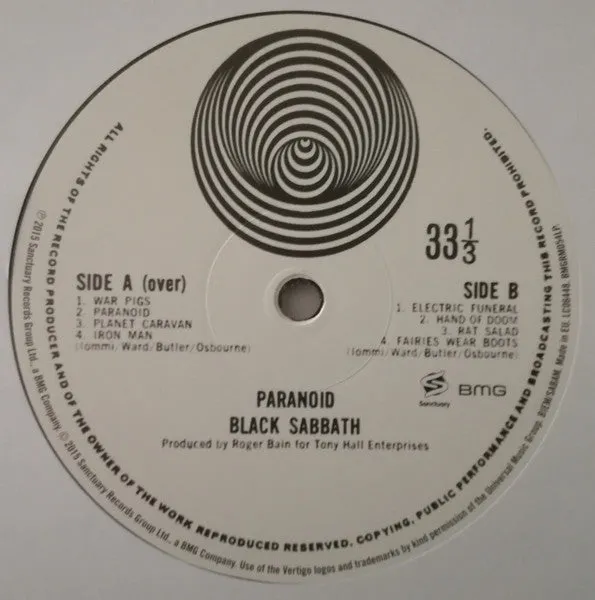 Black Sabbath Paranoid LP gatefold 2015 Mint hard rock