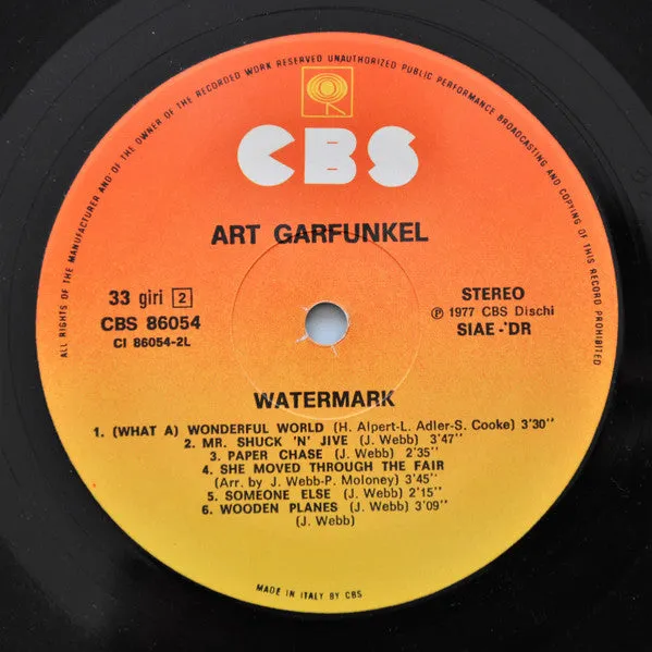 Art Garfunkel Watermark vinile LP CBS 1978 pop rock