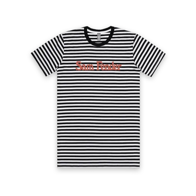 Sam Fender Stripey T-Shirt maglietta a righe logo rosso