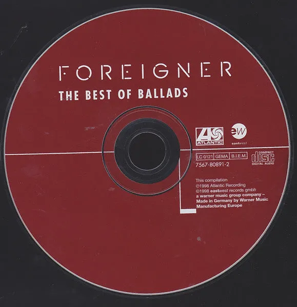 Foreigner The Best of Ballads CD compilation 1998 pop rock