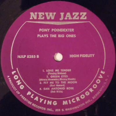 Pony Poindexter Plays The Big Ones LP mono jazz