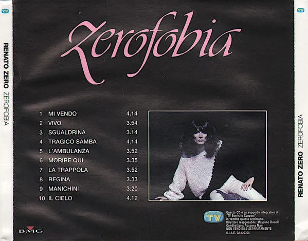 Renato Zero Zerofobia CD album ristampa 2003 pop rock