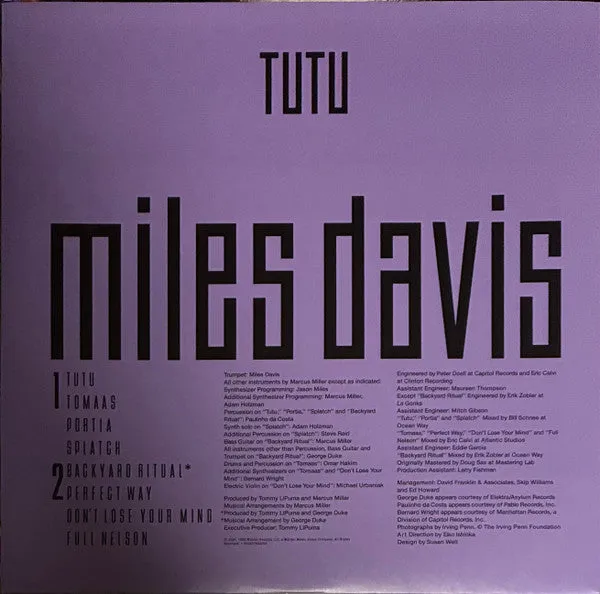 Miles Davis Tutu LP vinile ristampa funk Mint