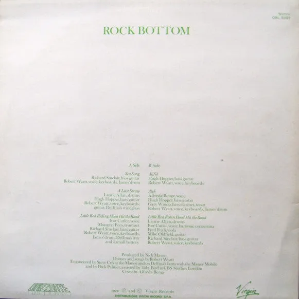 Robert Wyatt Rock Bottom LP ristampa VG+ jazz