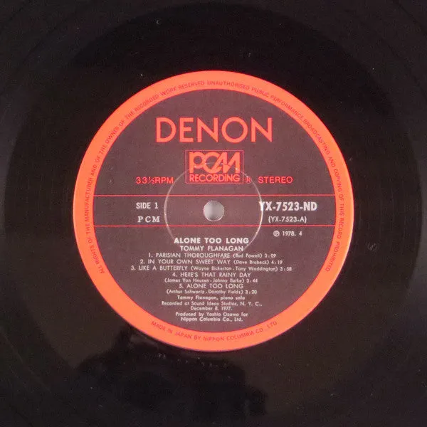 Tommy Flanagan Alone Too Long LP vinile piano solo