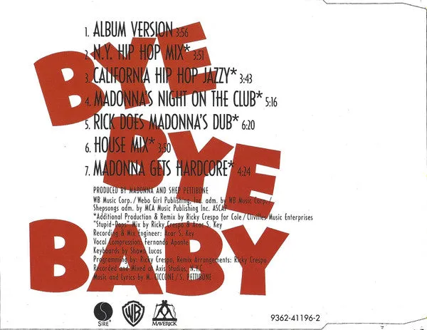 Madonna Bye Bye Baby CD maxi singolo 1993