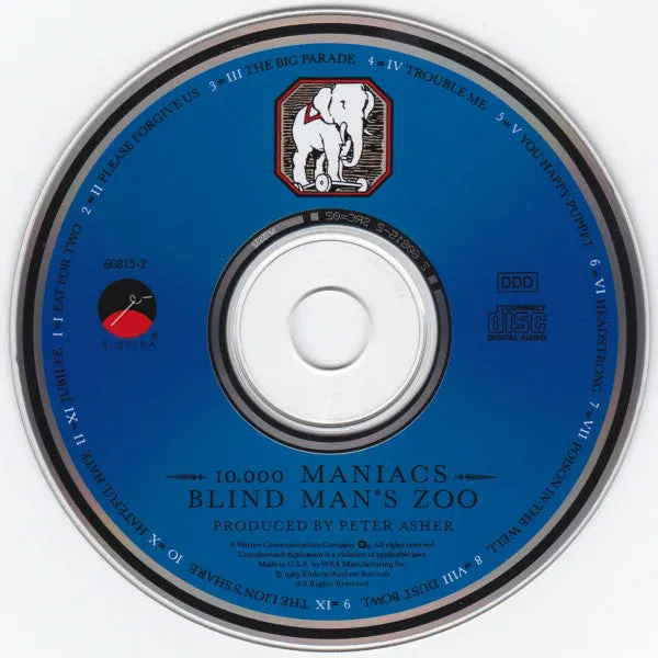 10,000 Maniacs Blind Man's Zoo CD album