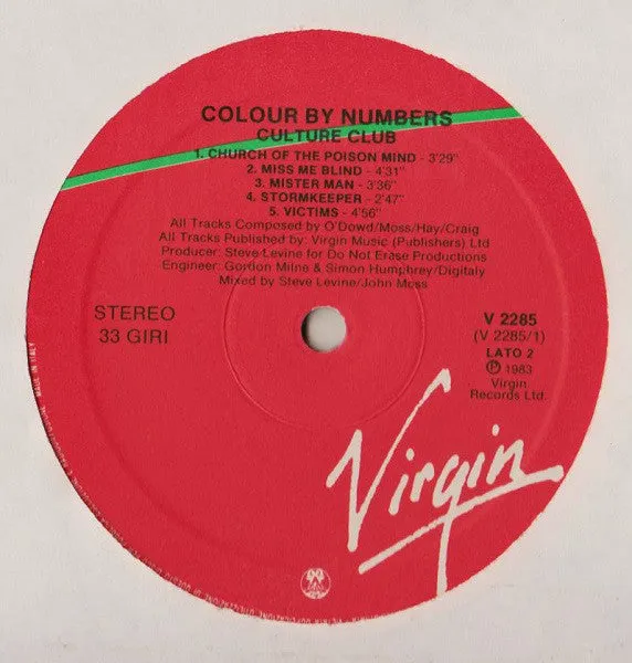 Culture Club Colour By Numbers vinile LP stampa Italia 1983