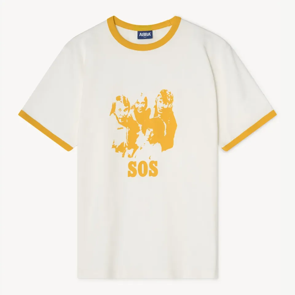 ABBA SOS Ringer maglietta panna/gialla in cotone