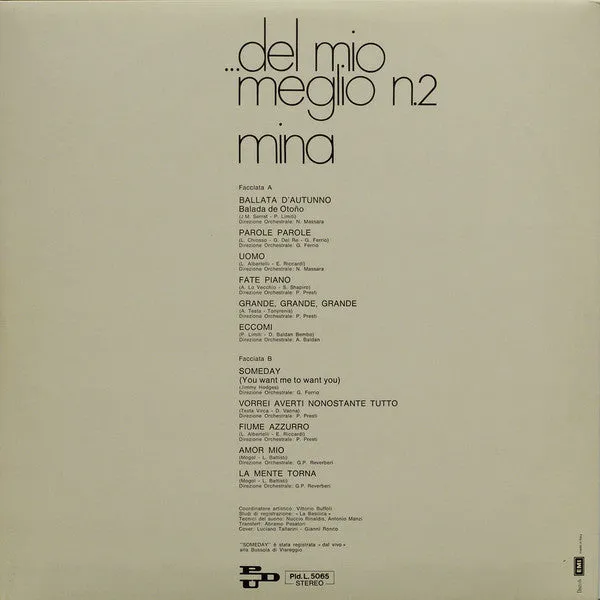 Mina Del Mio Meglio N.2 LP vinile compilation ballad