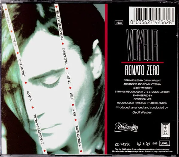 Renato Zero Voyeur CD usato VG pop rock 1989