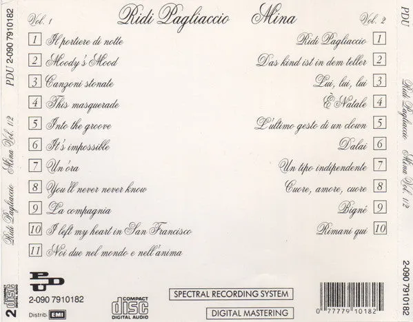 Mina Ridi Pagliaccio 2xCD usato VG+ pop