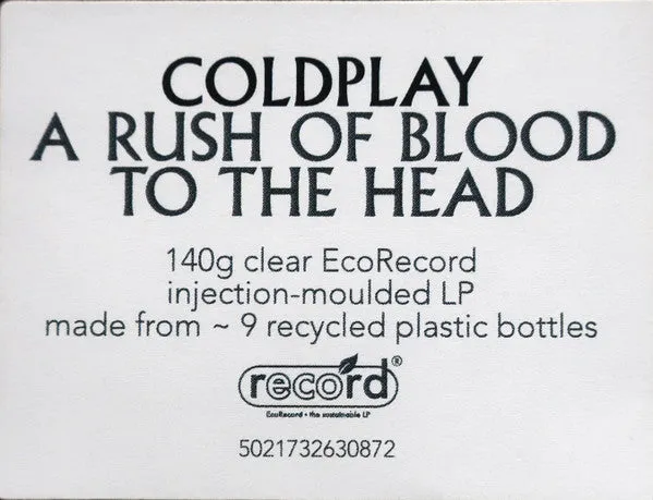 Coldplay A Rush Of Blood To The Head vinile LP clear