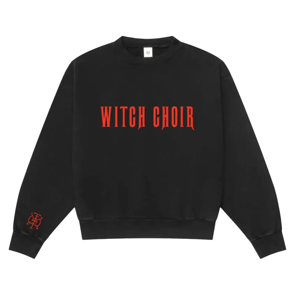 Florence Machine Witch Choir felpa nera ricamata oversize
