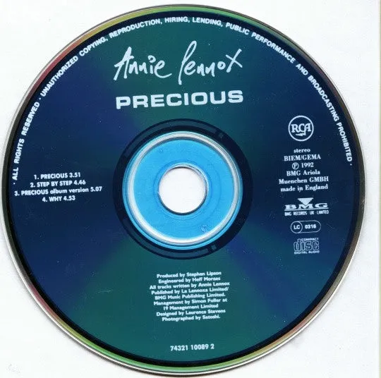 Annie Lennox Precious CD singolo limited edition cartoline