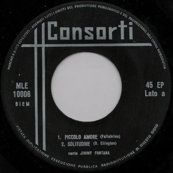 Jimmy Fontana Solitudine 7" EP promo gatefold VG+