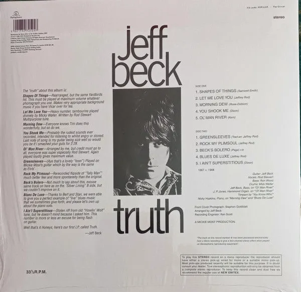 Jeff Beck Truth vinile LP arancione rimasterizzato