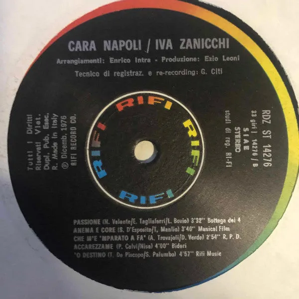 Iva Zanicchi Cara Napoli LP vinile gatefold usato NM