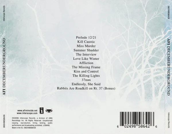 AFI Decemberunderground CD album punk bonus track