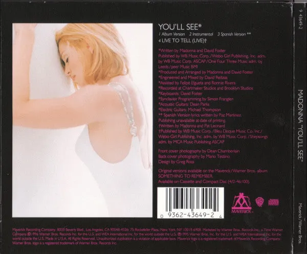 Madonna You'll See maxi CD ballad 4 brani