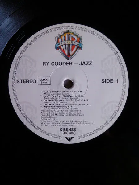 Ry Cooder Jazz LP album reissue Germania near mint